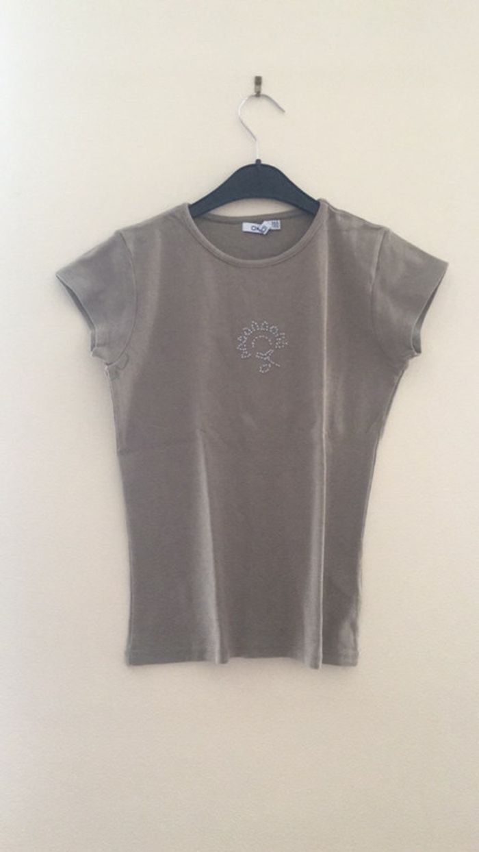 Teeshirt kaki avec strass