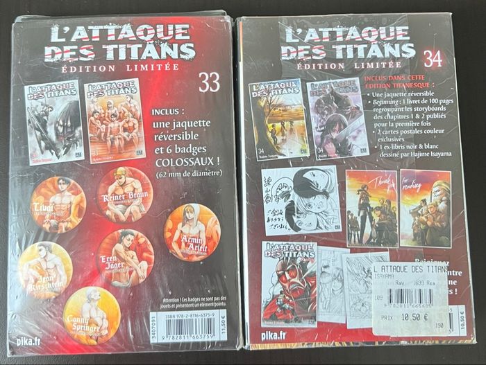 Manga L’Attaque des Titans Tomes 33 et 34 Edition Limitée Collector - photo numéro 2