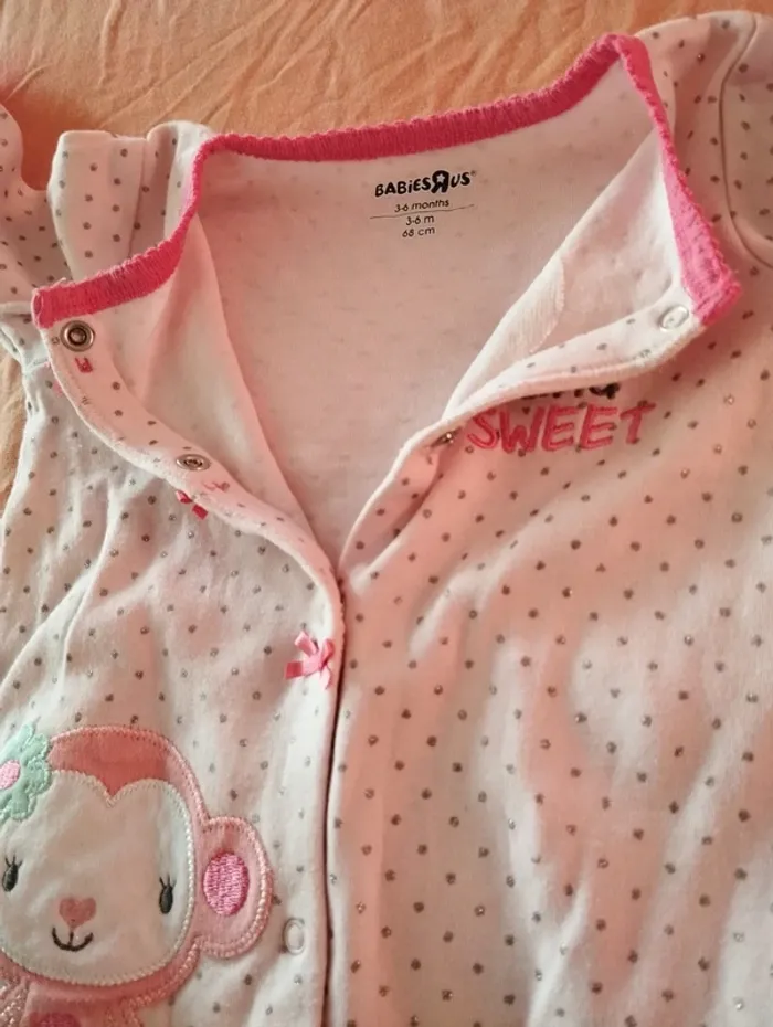 * Pyjama rose, blanc, argenté T6M BabiesRus - photo numéro 2