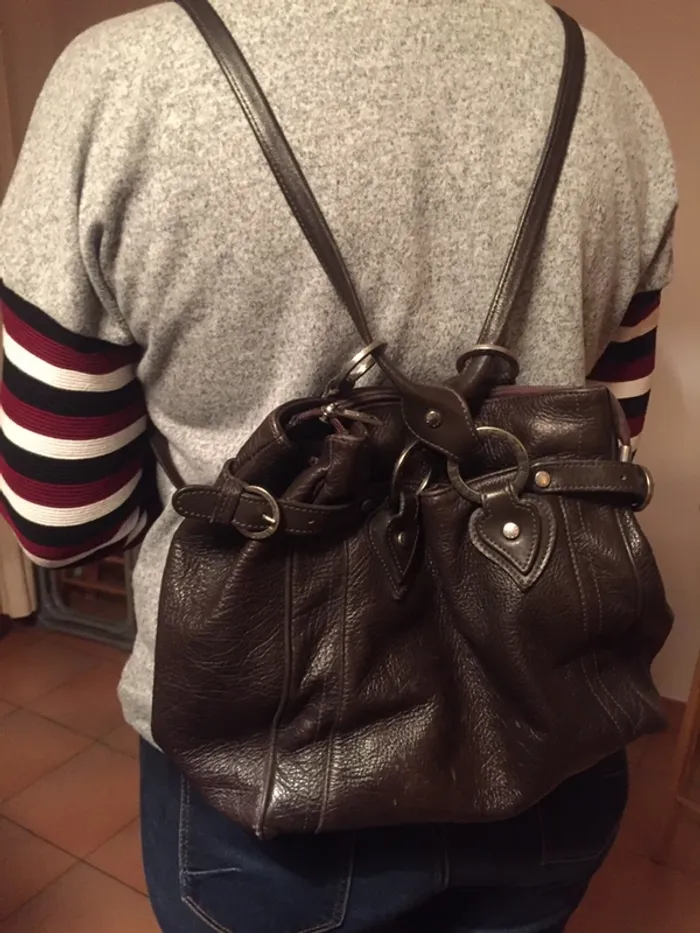 Sac à dos en cuir marron de marque Lancaster - photo numéro 3