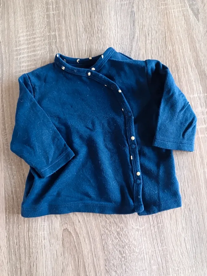 Ensemble pyjama 2 pièces bleu et jaune lunes bébé 3 mois Kiabi - photo numéro 2