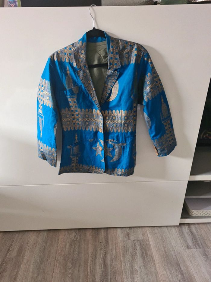 Veste vintage bleu et dorée
