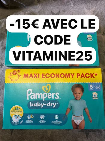 Deux carton couche Pampers economy taille 5 normal