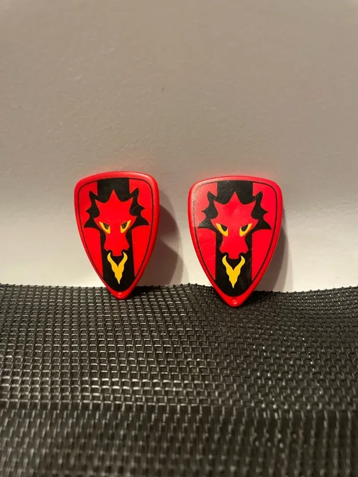 Playmobil lot 2 boucliers chevalier du dragon rouge 3269 3319 5757 5815 moyen âge château