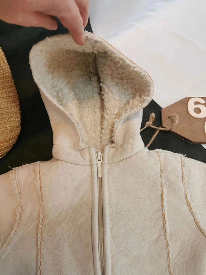 Veste  👣 à  capuche  obaïbi  crème beige  6mois/67cm - photo numéro 4