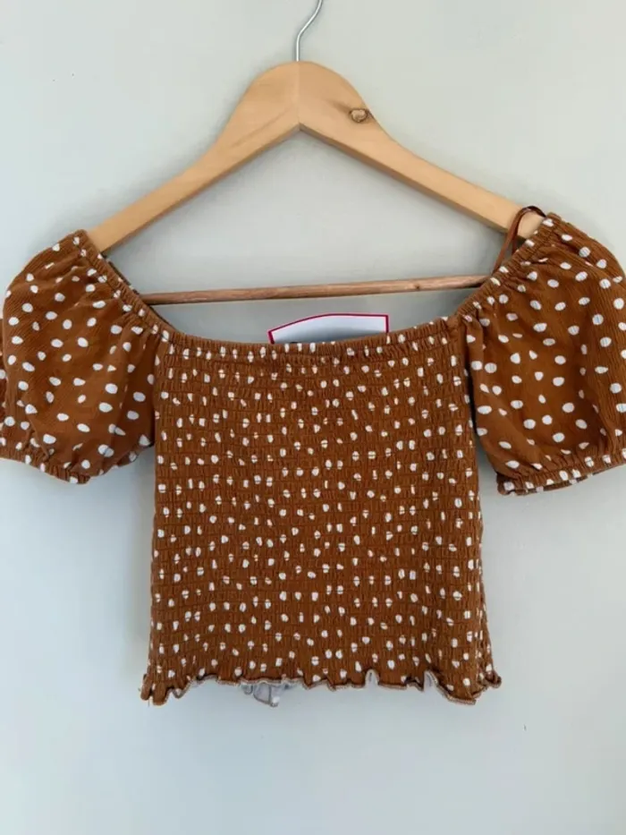 Top à pois marron - photo numéro 2