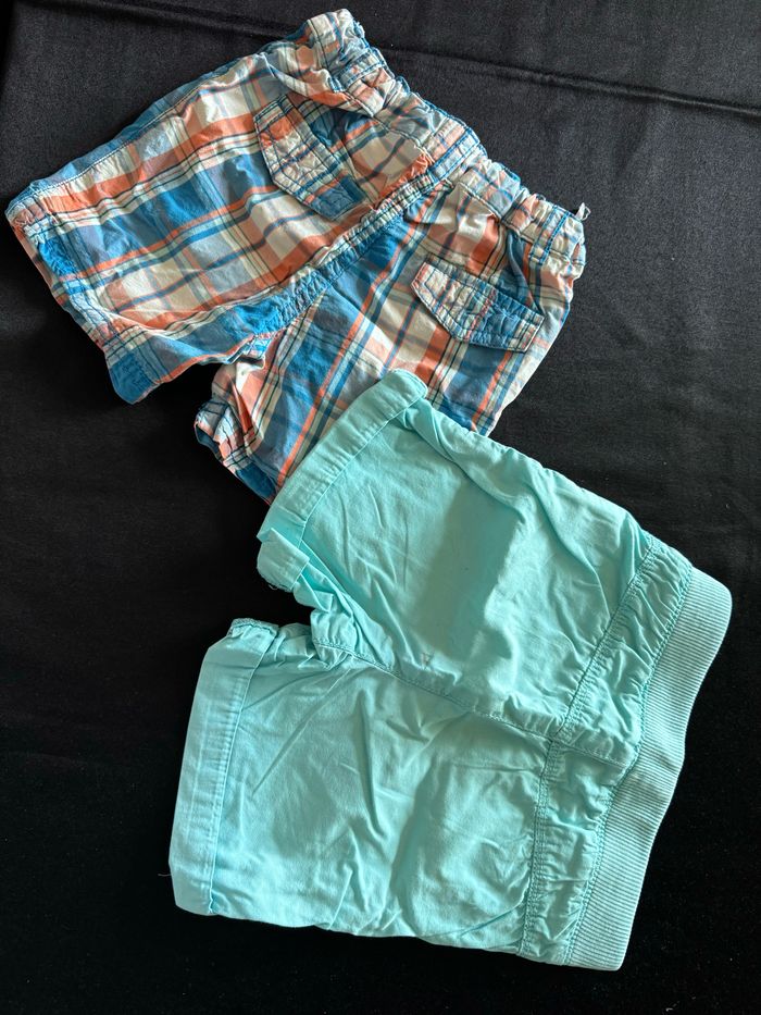 Lot 2 shorts 18 mois bleu et rayures bleues - photo numéro 2