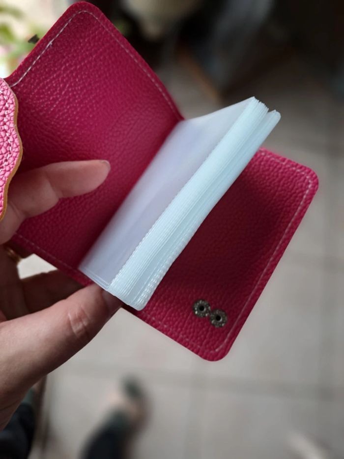 Porte carte cuir rose - photo numéro 2