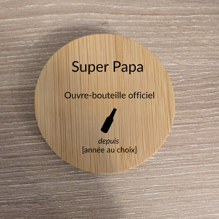 Décapsuleur en bois gravé – Collection spéciale Papa personnalisable - photo numéro 3