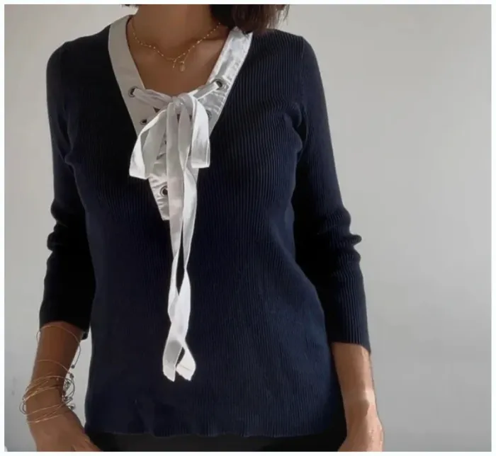 Top pull Ralph Lauren bleu très bon etat taille M - blue shirt - photo numéro 3