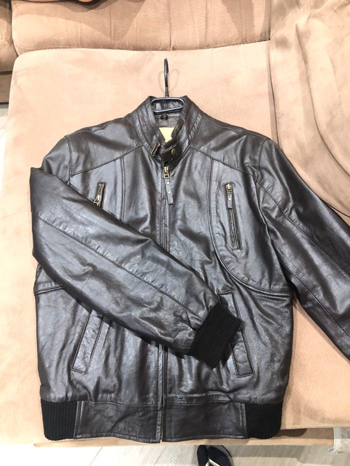 Veste en cuir homme taille XL marron - photo numéro 2