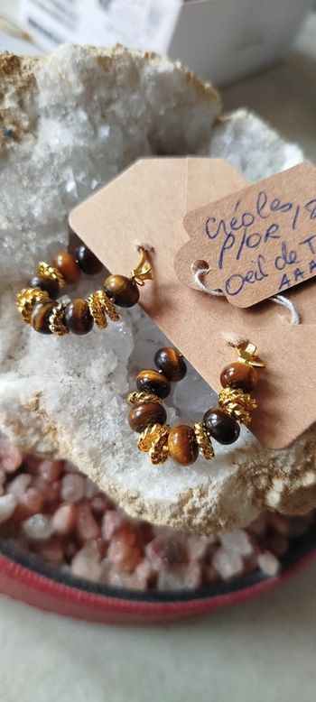 Créoles  bohème en Œil de Tigre AAA