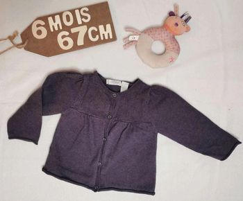 Gilet  👣 violet coton  et cachemire  obaïbi 6mois/67cm
