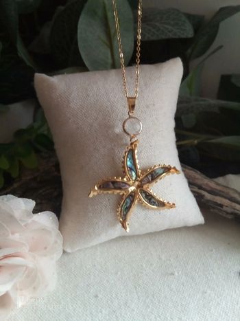 Collier étoile abalone et cristal de roche