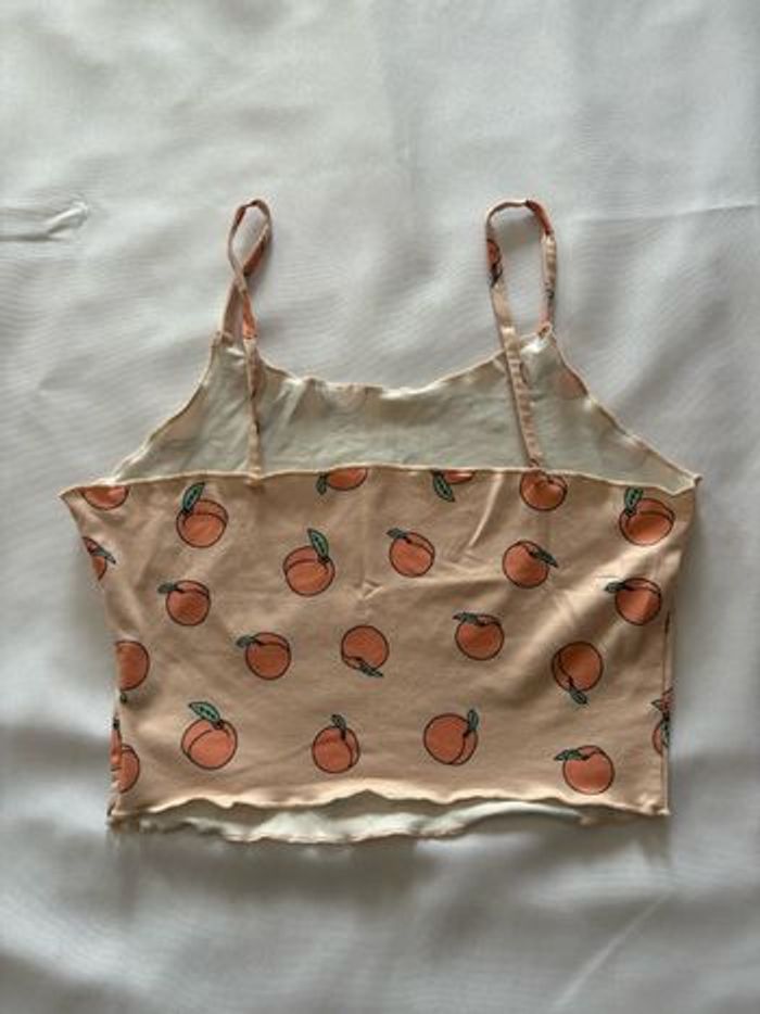 Top/débardeur abricot à motif pêche - 14 ans - photo numéro 2