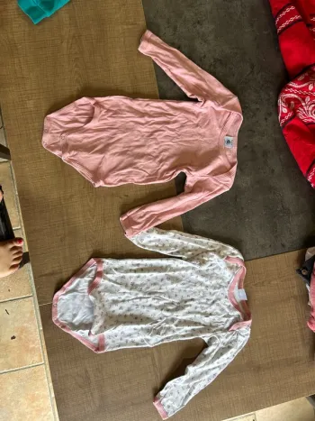 Lot de 2 bodys manches longues bébé fille, petit bateau, 18 mois