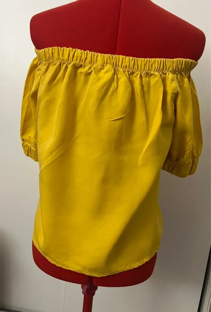 Blouse jaune manches courtes à nouer col bardot Noisy May - photo numéro 4