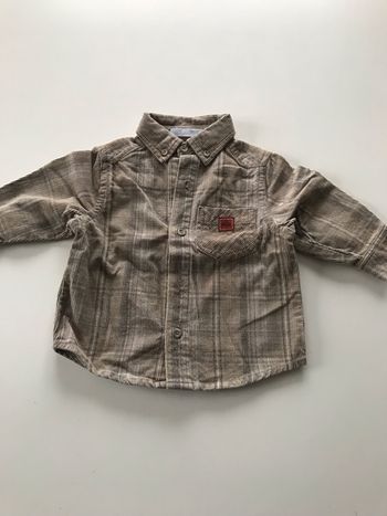 Chemise velours bébé rayé beige/marron 6 mois