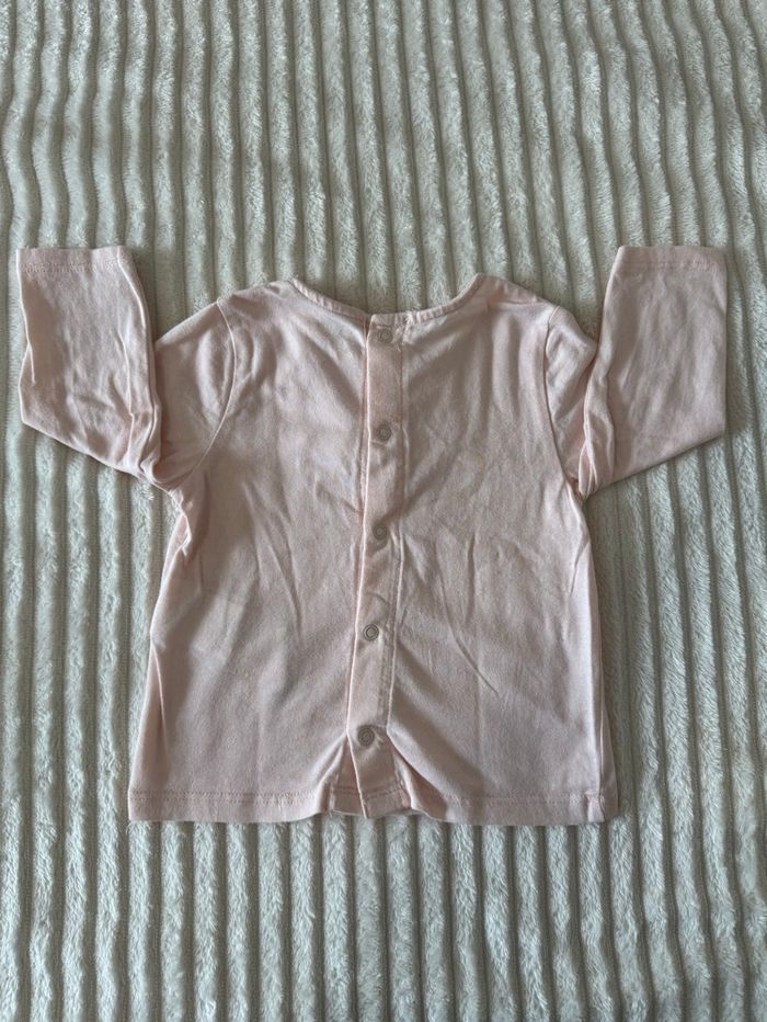 Top manche longue - blanc et rose - Kiabi - 6 mois - excellent état - photo numéro 5