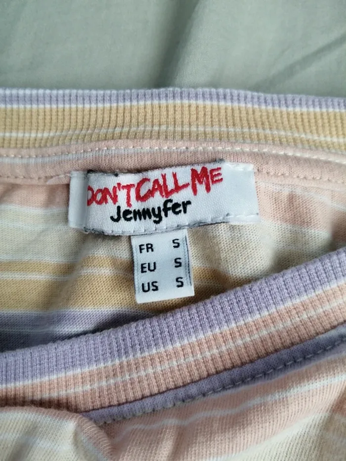 Tee-shirt crop top à rayures pastelles / don't call me jennyfer / (S) - photo numéro 2