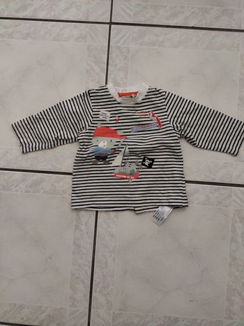 Tee shirt manches longues blanc et noir orchestra 3 mois