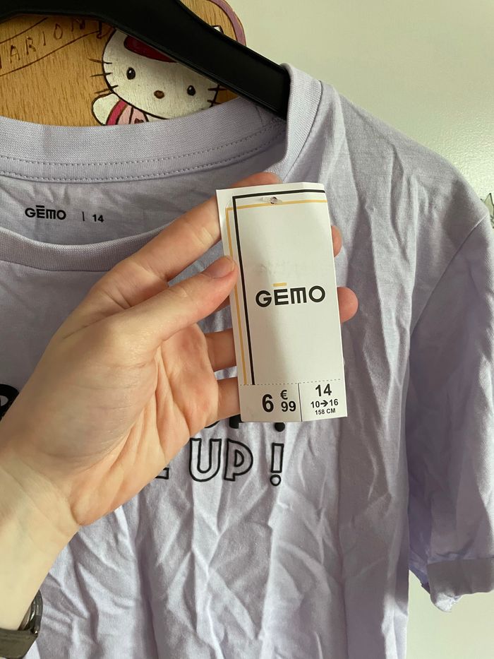 Tee shirt à manches courtes Lilas à motifs, taille 14 ans, marque Gemo - photo numéro 2