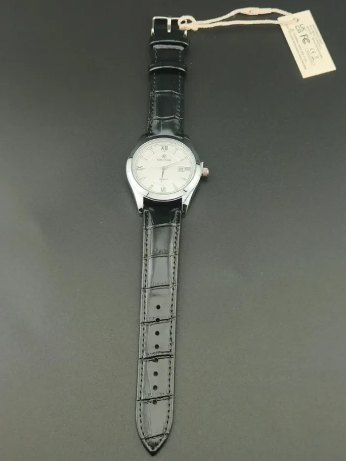 Montre homme, noire, élégante, argentée, étanche - photo numéro 4