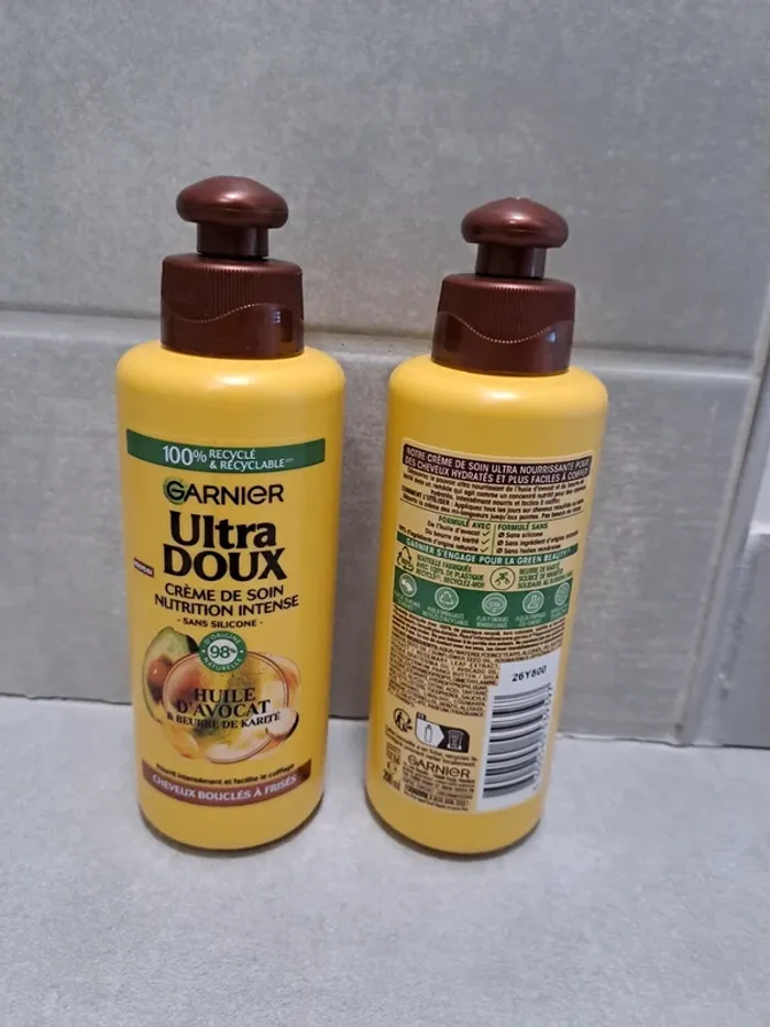 Lot 2x 200ml - Crème de Soin Nutrition Intense Garnier Ultra Doux - Cheveux Bouclés à Frisés