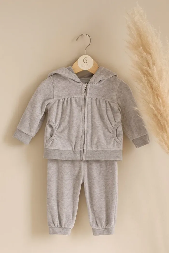 🤍🩶Ensemble bébé 6 mois Okaöu La Redoute– Sweat à capuche & pantalon tout doux – TBE🤍🩶
