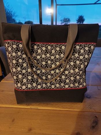Sac cabas fourre tout gris et noir