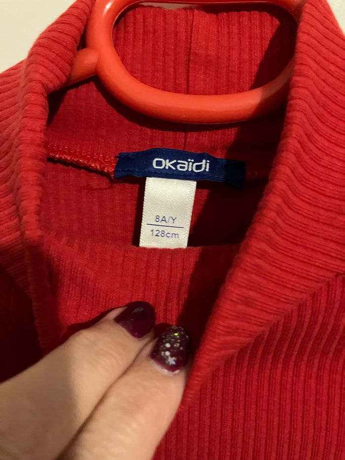 Sous pull côtelé rouge fille 8 ans okaidi - photo numéro 4