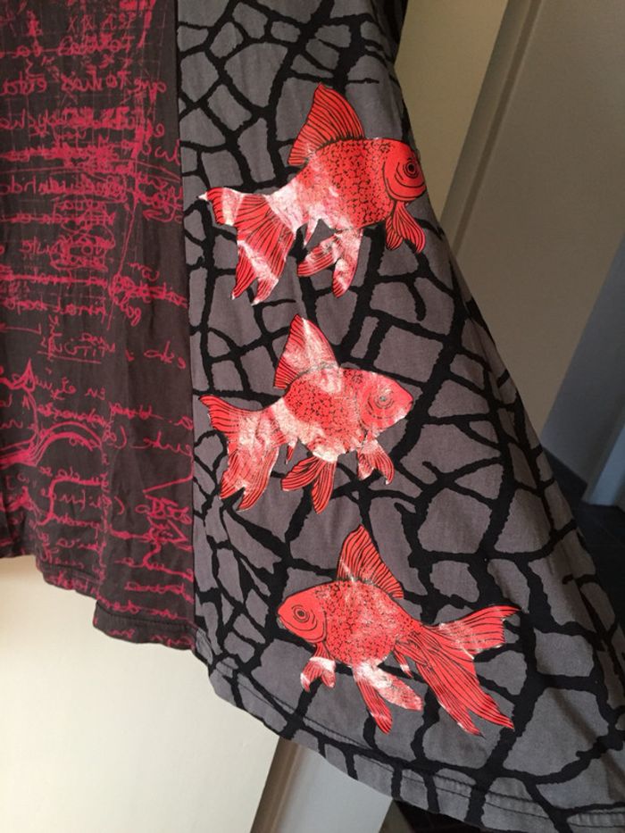 Robe manches longues gris/rouge Desigual Taille M - photo numéro 2