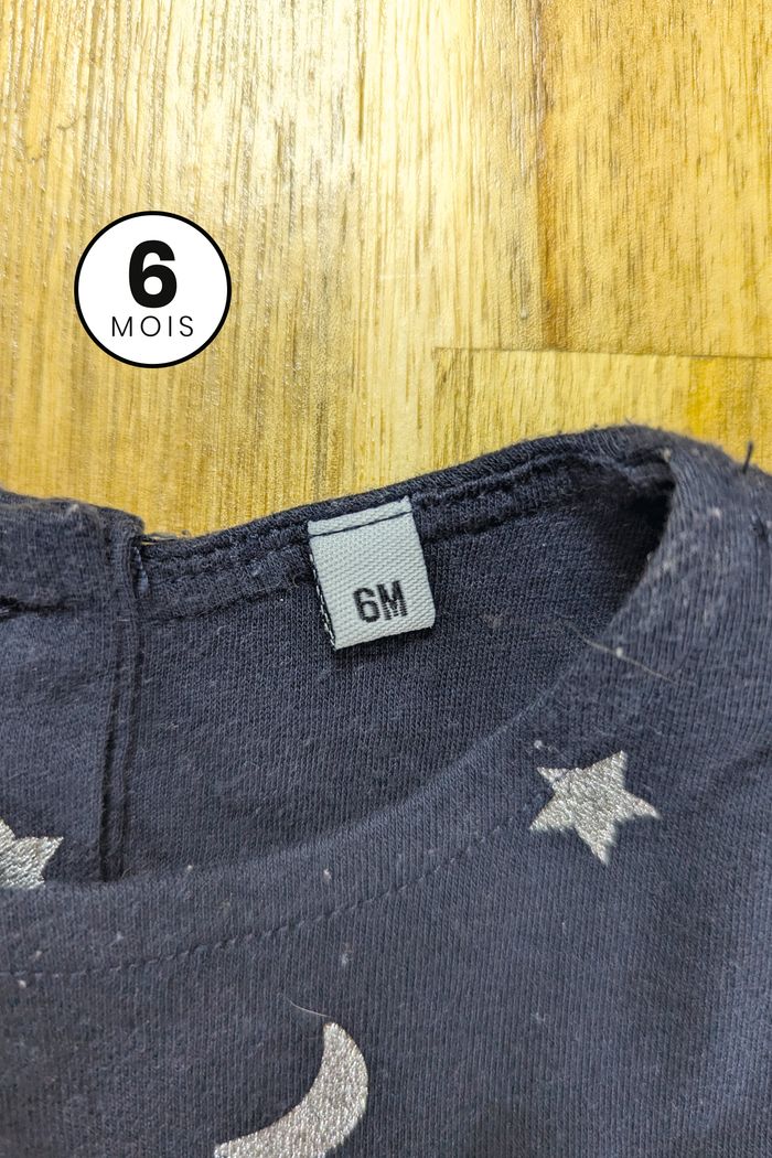 Robe noir à paillettes, manches longues - bébé fille 6 mois - photo numéro 3