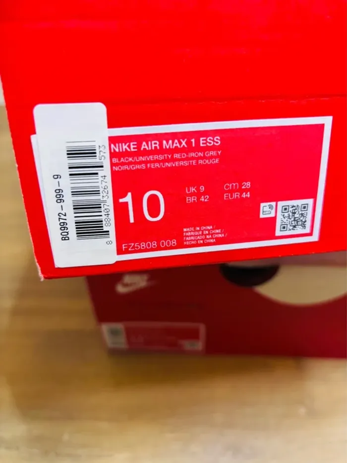 Nike Air Max 1 Essential Vamps Black And Red Taille 44 - photo numéro 7
