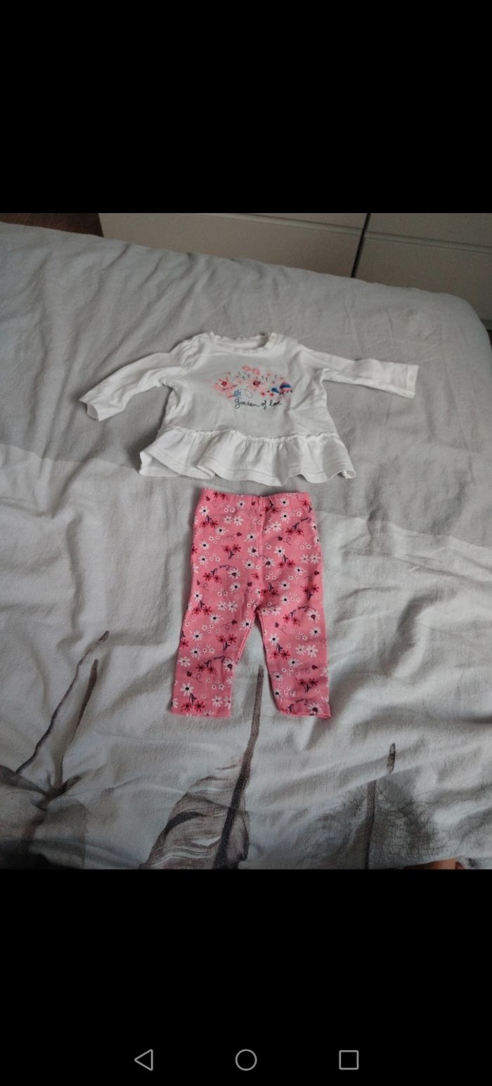 Ensemble bébé 3 mois – haut "Garden of love" + legging fleuri - photo numéro 2