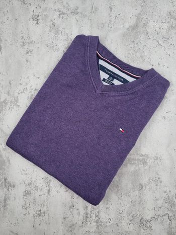 Pull col V Tommy Hilfiger violet, XL Hommes