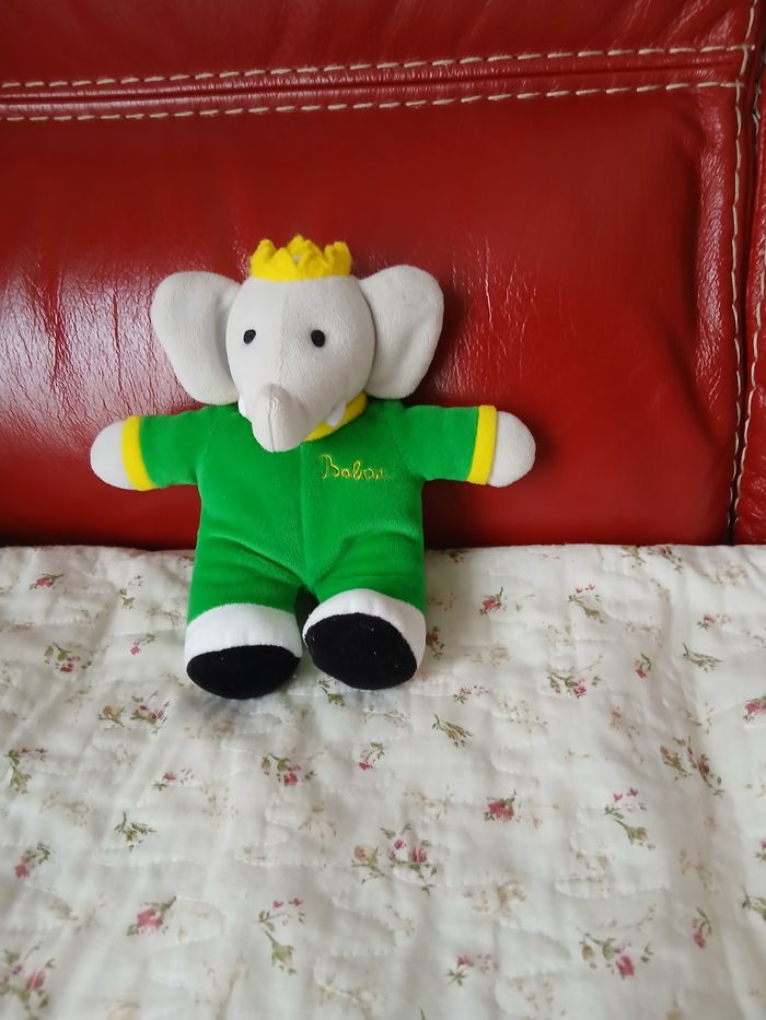 Doudou-Peluche Babar avec grelot *18 cm - photo numéro 7
