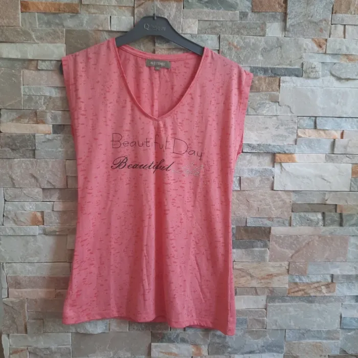 Tee shirt couleur rose corail T 38