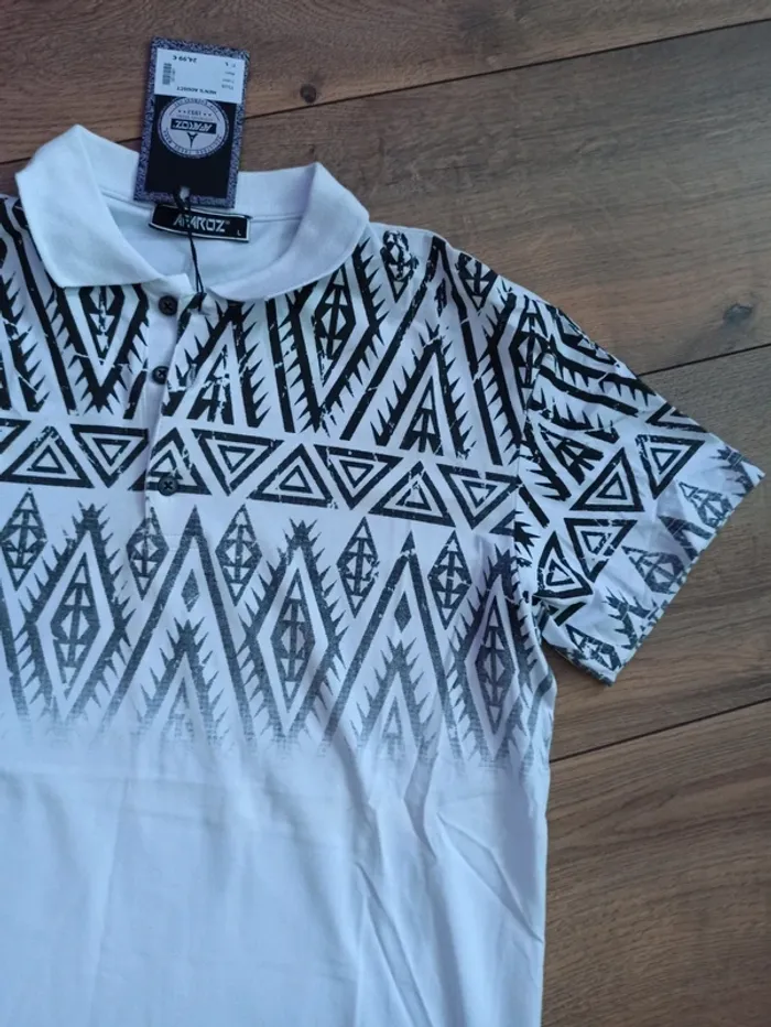 Polo noir et blanc manches courtes homme L - photo numéro 2