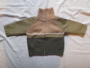 Veste tricolore camel, vert et vert foncé