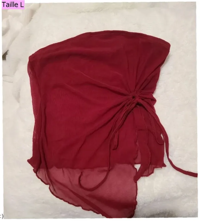 Top Femme Bordeaux Y2K Asymétrique Détail Nœud Fluide - Taille L Neuf - photo numéro 2