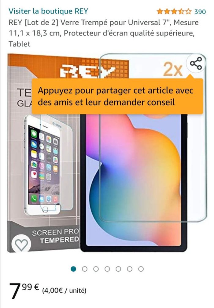 Lot 2 verres trempés 7 pouces - photo numéro 4