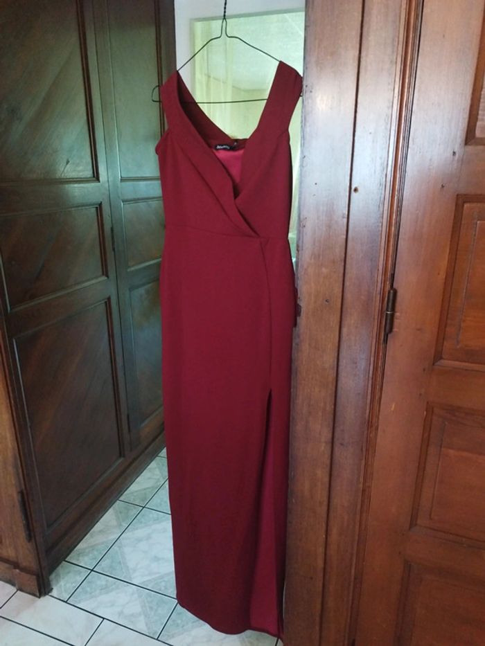 Robe longue évasé rouge bordeaux vintage S/36 - photo numéro 7