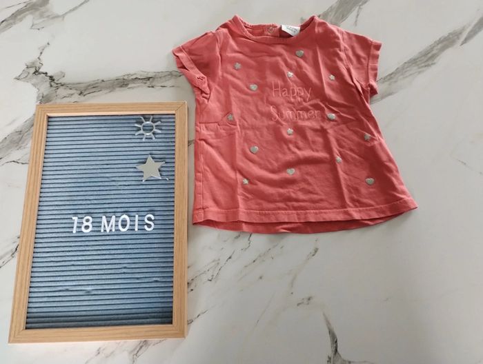 T shirt manches courtes rouge 18 mois