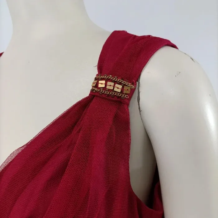 Robe bordeaux midi style empire broderies dorées – 1.2.3 Paris – taille 36 A055 - photo numéro 6