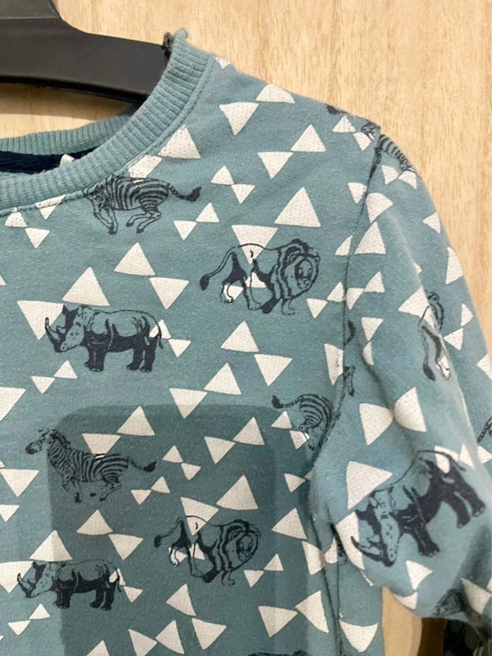 Sweat bleu vert animaux de la savane triangle 2/3 ans - photo numéro 14