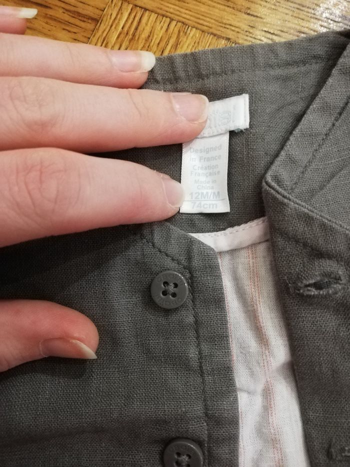 Gilet à boutons manches courtes garçon 12 mois gris - photo numéro 2