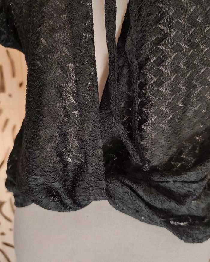 Blouse noire ajourée L/40 - Nouette dos & taille entrelacée Shein - photo numéro 5