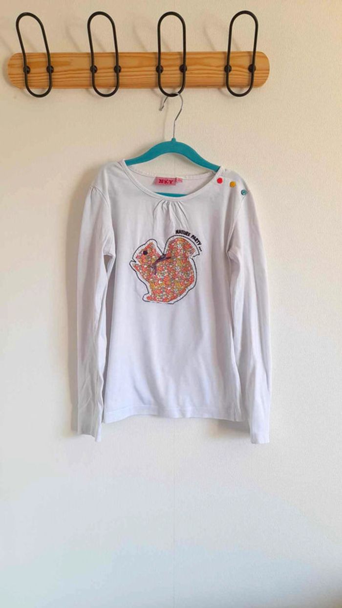 Tee-shirt blanc manches longues NKY 10 ans