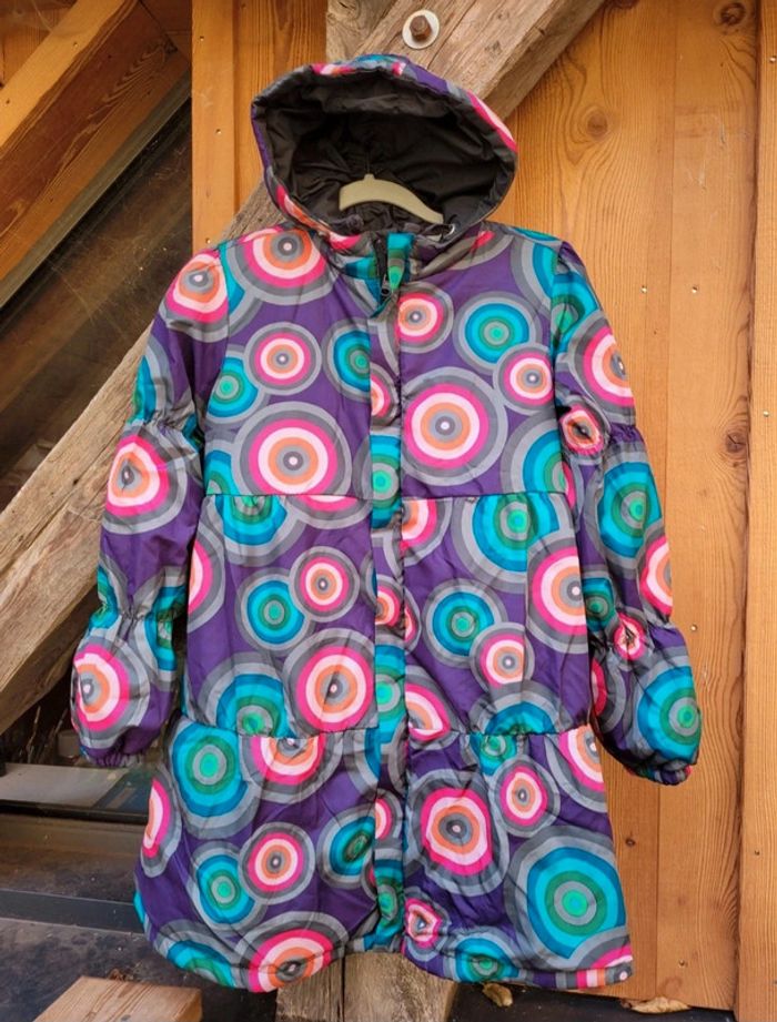 Manteau réversible à capuche Desigual, un côté noir l'autre à motifs ronds colorés 🍭, 14 ans - photo numéro 2